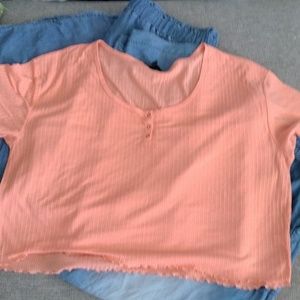 Crop top shirt and two wide leg pants!!!!